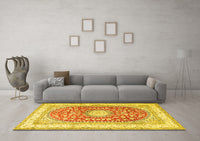 Machine Washable Persian Yellow Traditional Rug, wshtr4701yw