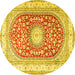 Round Persian Yellow Traditional Rug, tr4701yw