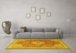 Machine Washable Persian Yellow Traditional Rug in a Living Room, wshtr4702yw