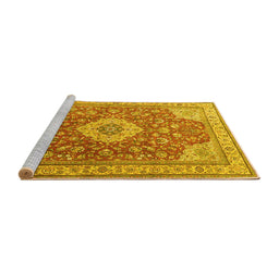 Sideview of Machine Washable Persian Yellow Traditional Rug, wshtr4702yw