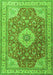 Serging Thickness of Machine Washable Persian Green Traditional Area Rugs, wshtr4702grn