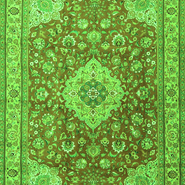 Serging Thickness of Machine Washable Persian Green Traditional Area Rugs, wshtr4702grn