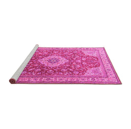 Sideview of Machine Washable Persian Pink Traditional Rug, wshtr4702pnk