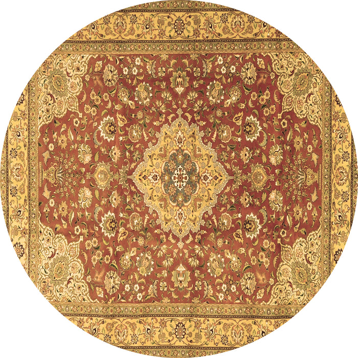 Round Machine Washable Persian Brown Traditional Rug, wshtr4702brn