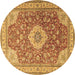 Round Machine Washable Persian Brown Traditional Rug, wshtr4702brn