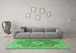 Machine Washable Persian Emerald Green Traditional Area Rugs in a Living Room,, wshtr4702emgrn