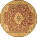 Round Persian Brown Traditional Rug, tr4702brn