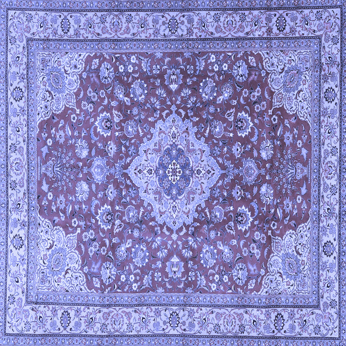 Square Machine Washable Persian Blue Traditional Rug, wshtr4702blu