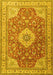 Machine Washable Persian Yellow Traditional Rug, wshtr4702yw