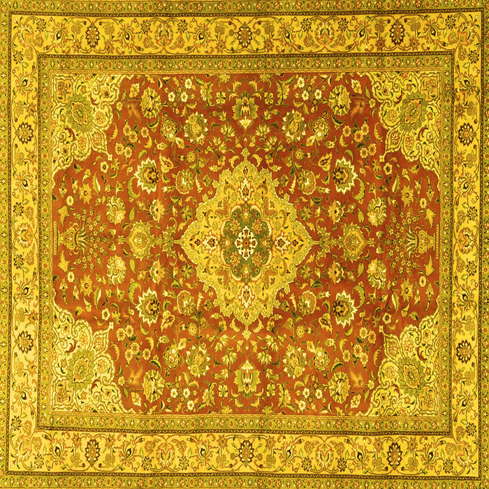 Square Persian Yellow Traditional Rug, tr4702yw