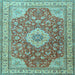 Square Machine Washable Persian Light Blue Traditional Rug, wshtr4702lblu