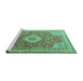 Sideview of Machine Washable Persian Turquoise Traditional Area Rugs, wshtr4702turq