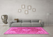 Machine Washable Persian Pink Traditional Rug in a Living Room, wshtr4702pnk