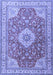 Machine Washable Persian Blue Traditional Rug, wshtr4702blu