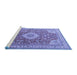 Sideview of Machine Washable Persian Blue Traditional Rug, wshtr4702blu