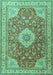 Machine Washable Persian Turquoise Traditional Area Rugs, wshtr4702turq