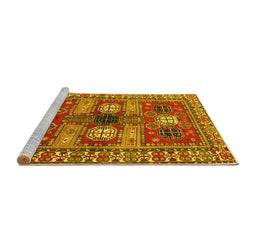 Sideview of Machine Washable Persian Yellow Traditional Rug, wshtr4703yw