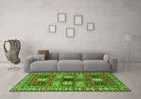 Machine Washable Persian Green Traditional Rug, wshtr4703grn