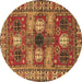 Round Persian Brown Traditional Rug, tr4703brn