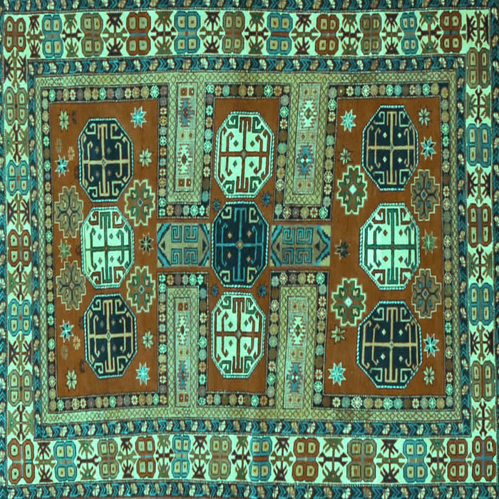 Square Machine Washable Persian Turquoise Traditional Area Rugs, wshtr4703turq