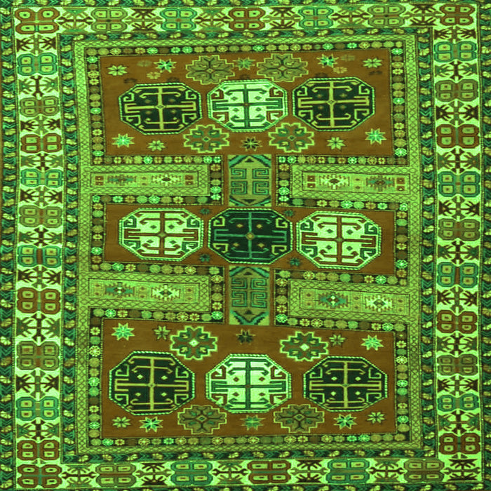 Round Machine Washable Persian Green Traditional Area Rugs, wshtr4703grn