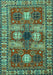 Machine Washable Persian Turquoise Traditional Area Rugs, wshtr4703turq