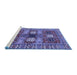 Sideview of Machine Washable Persian Blue Traditional Rug, wshtr4703blu