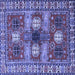 Square Machine Washable Persian Blue Traditional Rug, wshtr4703blu