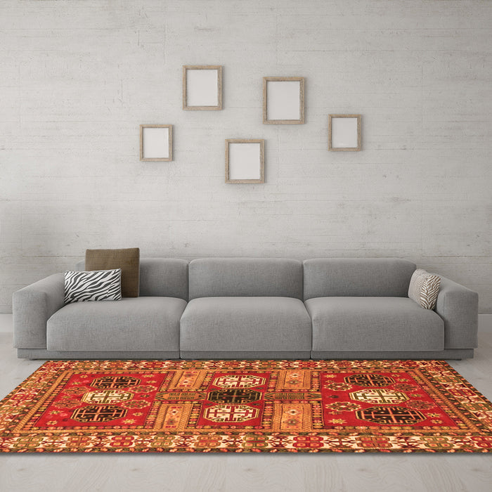 Machine Washable Persian Orange Traditional Area Rugs in a Living Room, wshtr4703org
