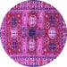 Round Machine Washable Persian Purple Traditional Area Rugs, wshtr4703pur