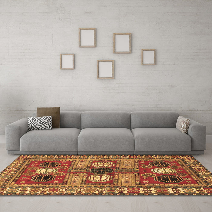 Machine Washable Persian Brown Traditional Rug in a Living Room,, wshtr4703brn