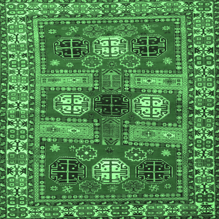 Square Persian Emerald Green Traditional Rug, tr4703emgrn