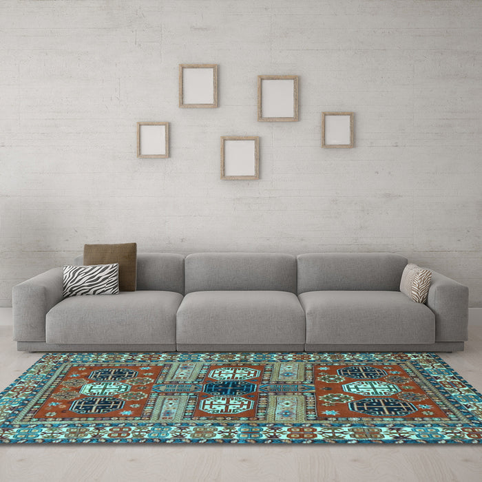 Machine Washable Persian Light Blue Traditional Rug in a Living Room, wshtr4703lblu