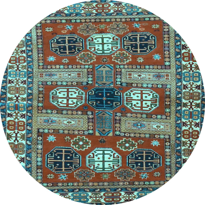 Round Machine Washable Persian Light Blue Traditional Rug, wshtr4703lblu