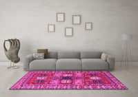 Machine Washable Persian Pink Traditional Rug, wshtr4703pnk