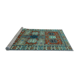 Sideview of Machine Washable Persian Light Blue Traditional Rug, wshtr4703lblu
