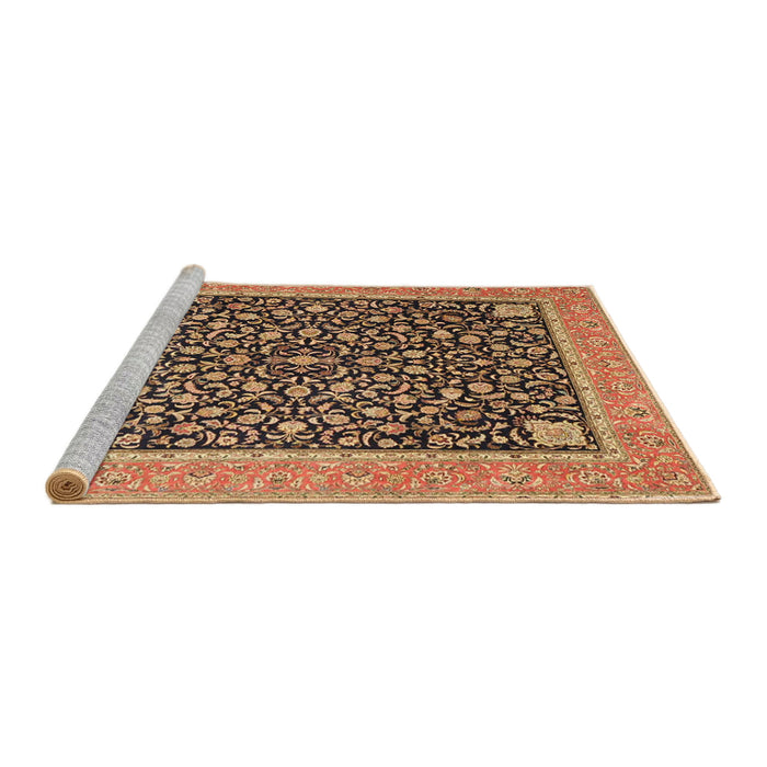Sideview of Machine Washable Traditional Sand Brown Rug, wshtr4704