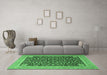 Machine Washable Persian Emerald Green Traditional Area Rugs in a Living Room,, wshtr4704emgrn