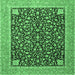 Square Machine Washable Persian Emerald Green Traditional Area Rugs, wshtr4704emgrn