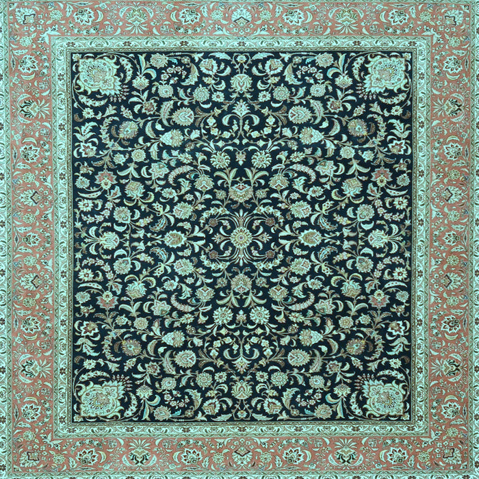 Square Machine Washable Persian Light Blue Traditional Rug, wshtr4704lblu