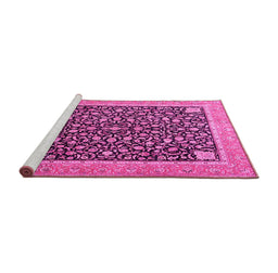 Sideview of Machine Washable Persian Pink Traditional Rug, wshtr4704pnk