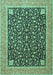 Machine Washable Persian Turquoise Traditional Area Rugs, wshtr4704turq