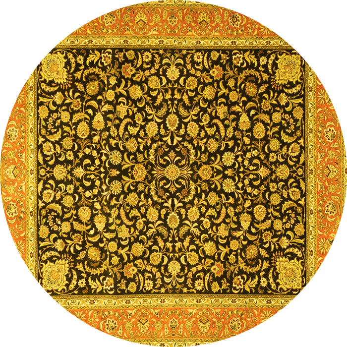 Round Persian Yellow Traditional Rug, tr4704yw