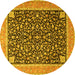 Round Persian Yellow Traditional Rug, tr4704yw