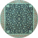 Round Machine Washable Persian Light Blue Traditional Rug, wshtr4704lblu