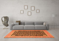 Machine Washable Persian Orange Traditional Rug, wshtr4704org