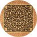 Round Persian Brown Traditional Rug, tr4704brn