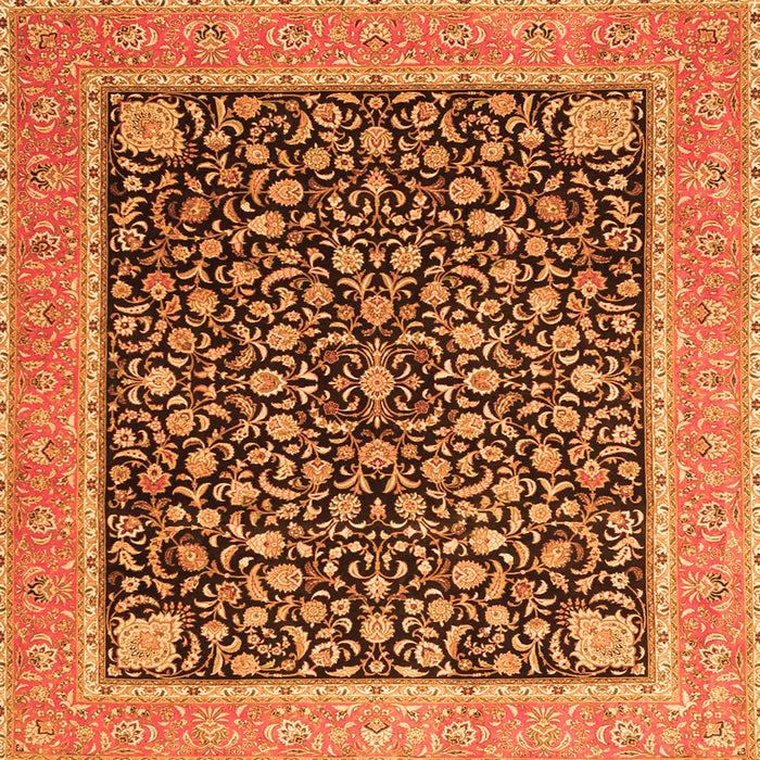Round Machine Washable Persian Orange Traditional Area Rugs, wshtr4704org