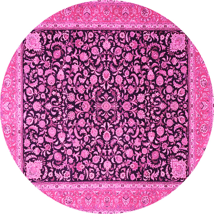 Round Persian Pink Traditional Rug, tr4704pnk