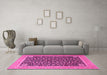 Machine Washable Persian Pink Traditional Rug in a Living Room, wshtr4704pnk